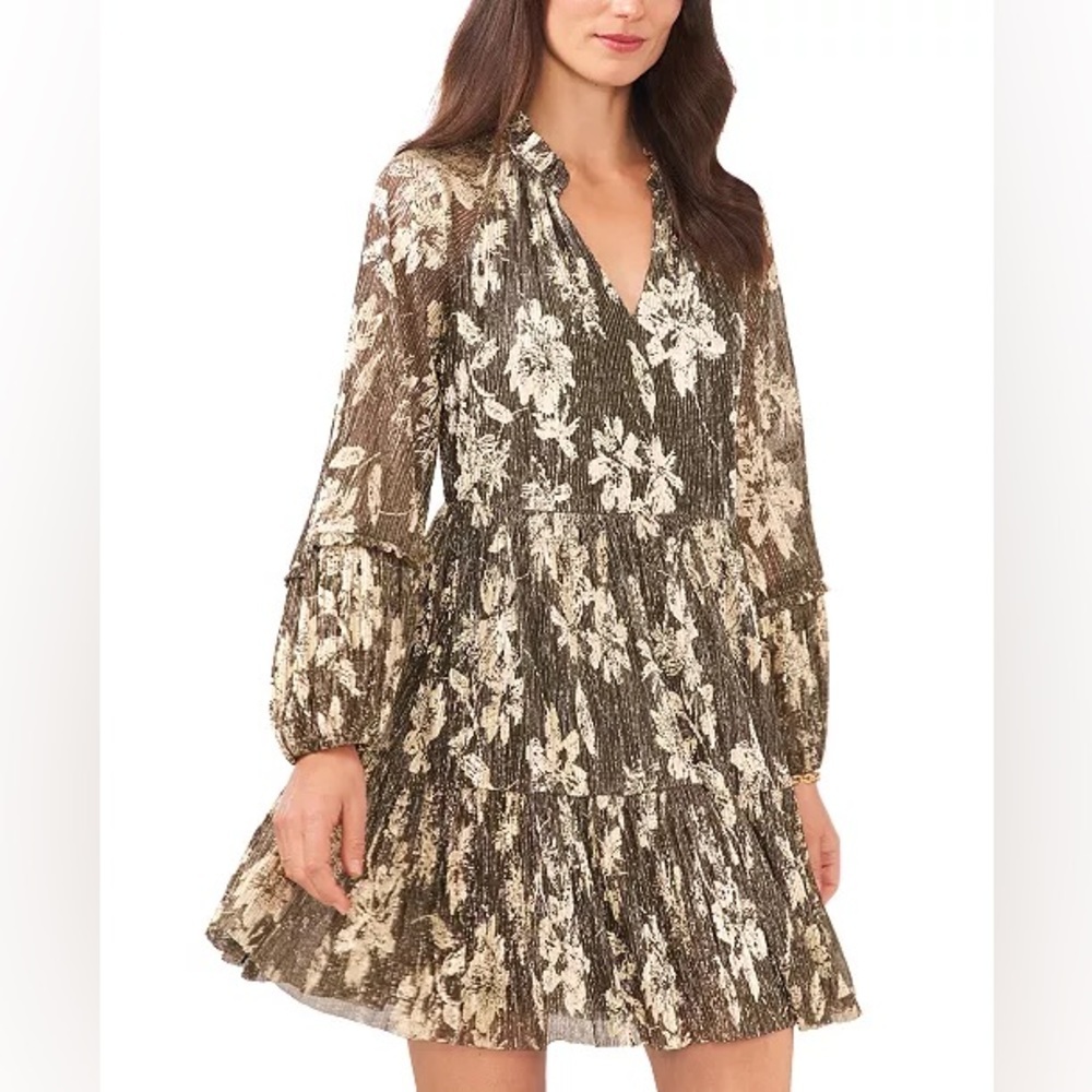 Vince Camuto Metallic Gold Cocktail Party Dress Wedding Guest Holiday Dress